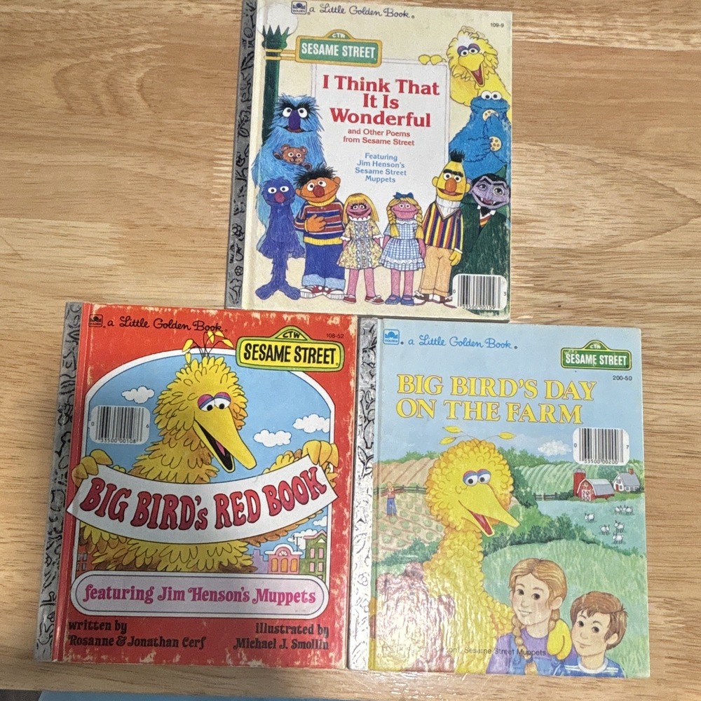 Vintage Little Golden Books, Sesame Street BooksHardcover, Lot of 3
